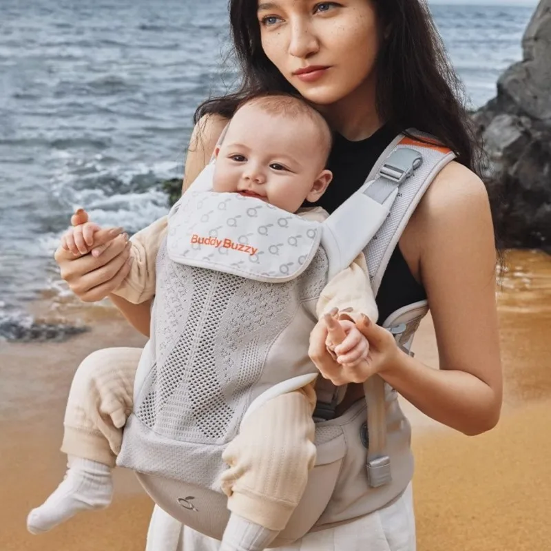 

Baby Carrier with Waist Stool | 4D Breathable Cushion 360° Hole Design | IGR Certified M-Type Hip Support | Parents Babywearing