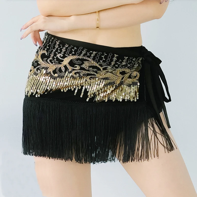 New Lady Belly Dancing Beads Waist Chain Sequin Hip Scarf Tassel Stage Show Performance Dancewear Girl Costume Skirt Women Belt