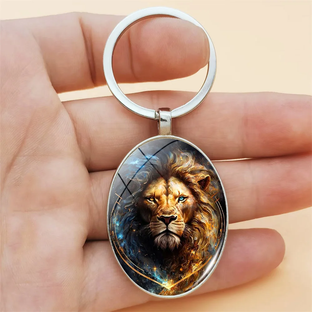 1PC Lion King Keychain Elliptical Decorative Pendant Charm Punk Car Backpack Accessories Fashion Jewelry Gifts