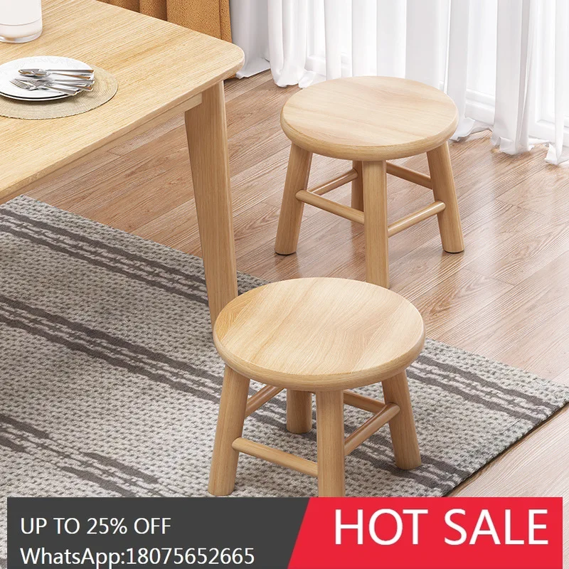 SGF Home Low Stool Solid Wood Stackable Square Stool Simple Multifunctional Comfortable for Long Sitting