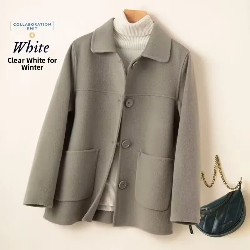 

Double-Faced Camere Woolen Coat ort Sle for Women Autumn Winter New Arrival Faionable Commute Long Sve Doll Collar