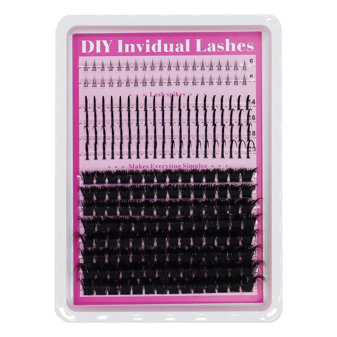 Clusters de cílios inferiores com pontas kit de clusters de cílios volume lash picos cluster extensões de cílios kit de cluster de cílios de fada pico