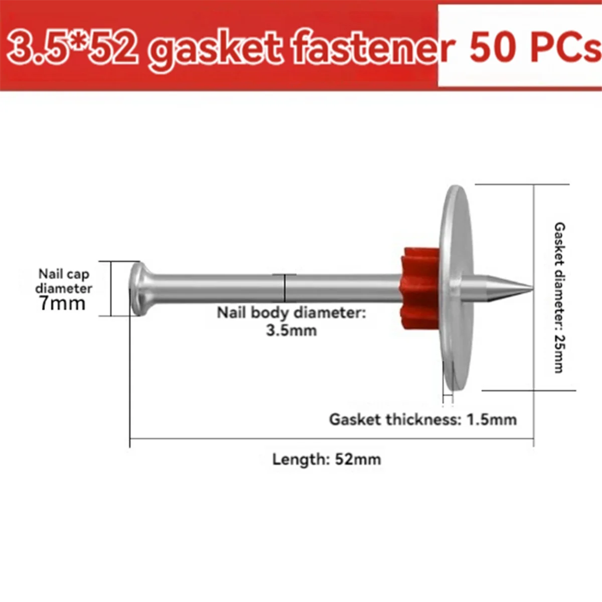 

Штифт шайбы 2025+, инструмент для крепления порошка, крепежные детали с приводом порошка, диаметр приводного штифта из легированной стали с шайбой 1 дюйм, 100 шт.