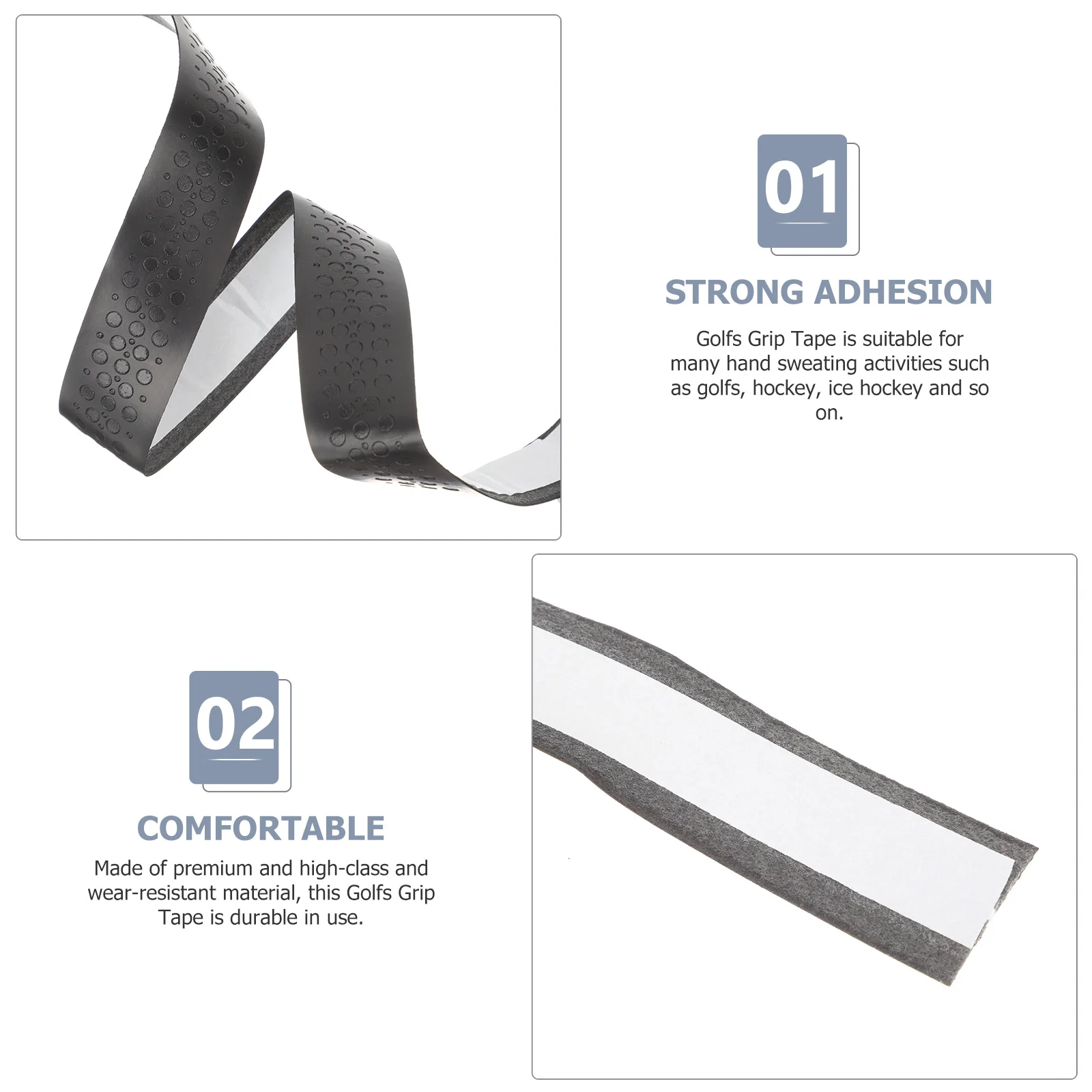 

2Pcs Anti-Slip Wear-Resistant Golfs Grip Tape Durable Non-Skid Clubs Wrapping Supplies Sweat-Absorbing Practical Golfing Tapes