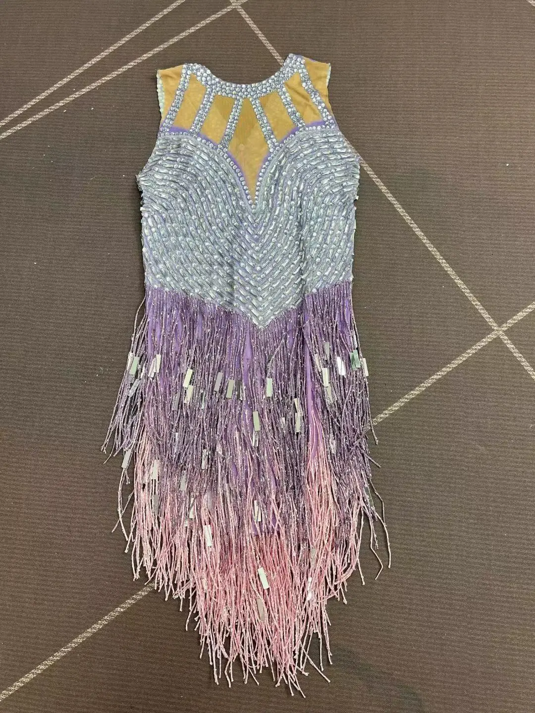 

Piaoliugaocha Sexy Purple Fringe Latin Dance Costume Luxury Dubai Party Dress Bar Dancer Performance Costume Birthday Party Gown