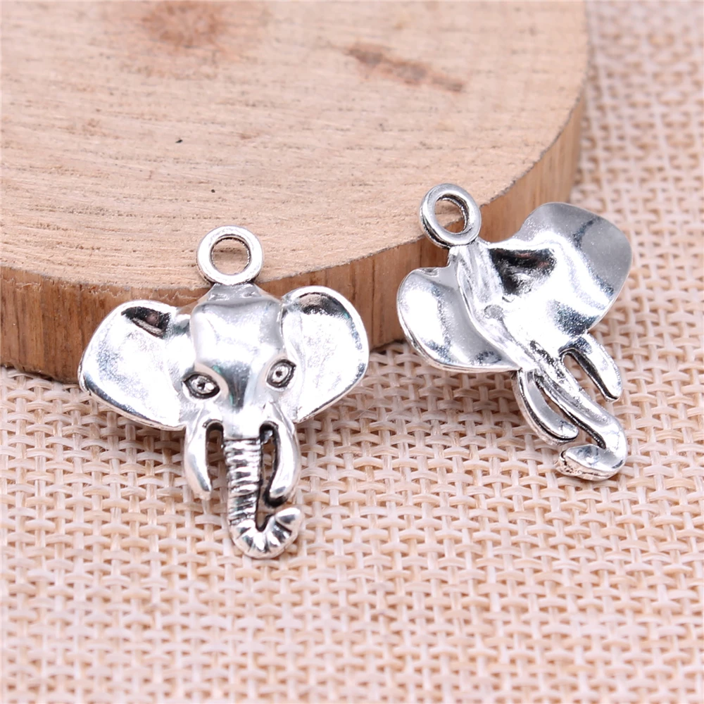 WYSIWYG 10pcs 25x21mm Antique Silver Color Pendants Elephant Charm Elephant For Jewelry Making Pendants Elephant