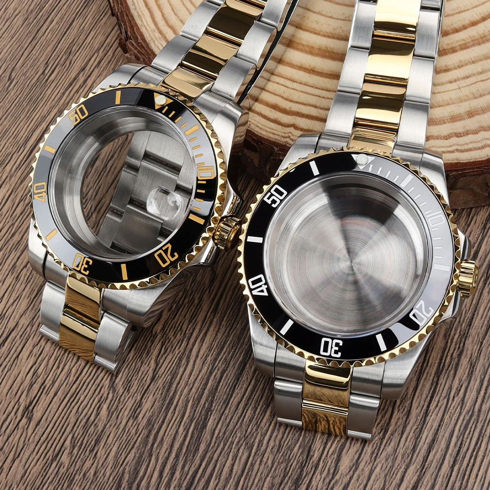 

40mm Luxury Watch Case Strap Sapphire Glass For Sea Dweller NH34 NH35 NH36 8215 ETA 2824 Movement GMT SUB Case FashionWaterproof