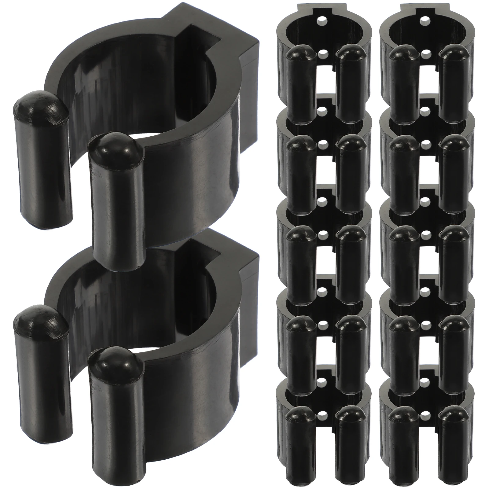 

12pcs Rod Holder Bracket Fishing Pole Clamp Pool Cue Rack Black Plastic Stable Display Stand Lightweight Adhesive Strong