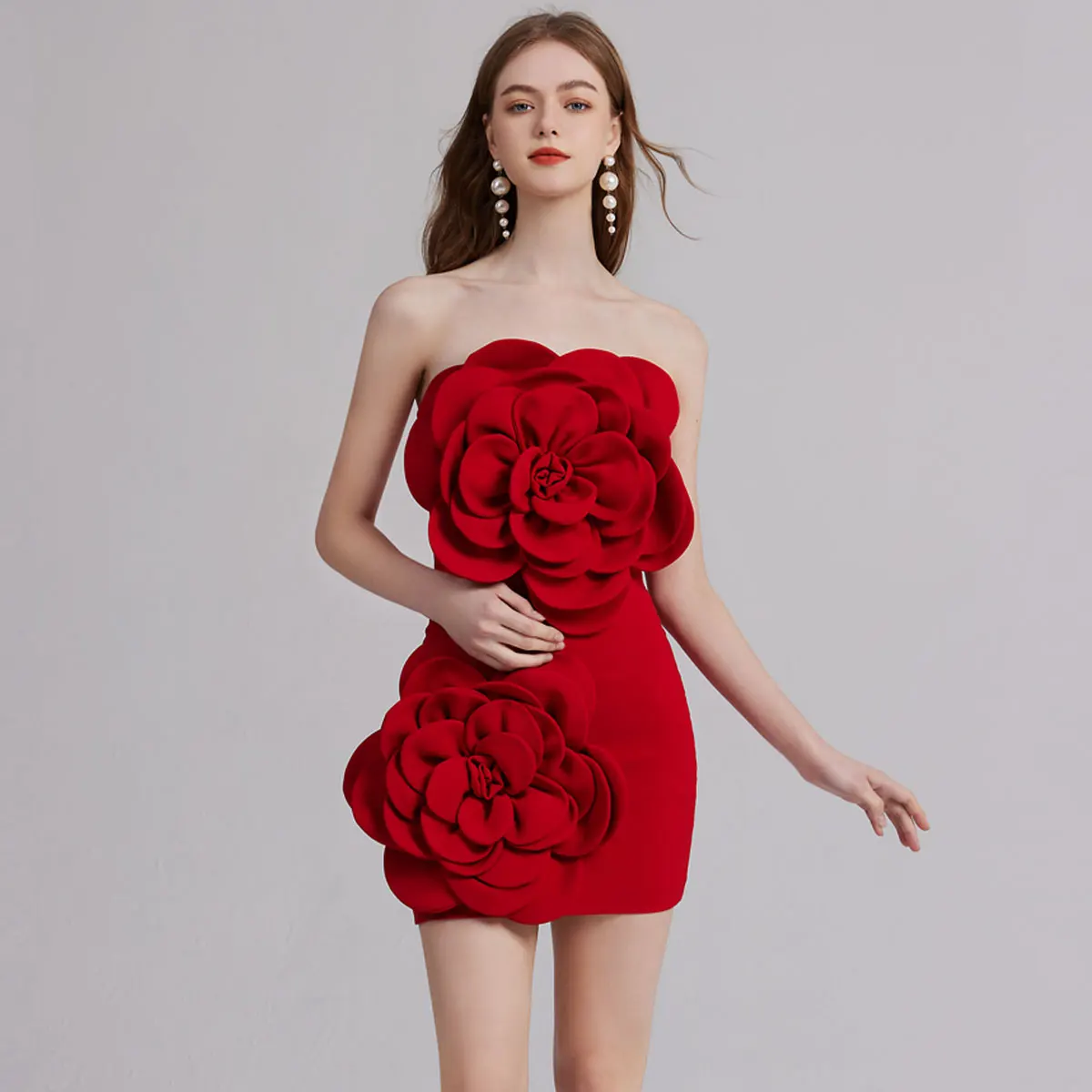 

Сексуальная облегающая юбка с высокой талией, с изысканной вышивкой в виде роз и противоскользящей полоской, летняя короткая юбка из полиэстера