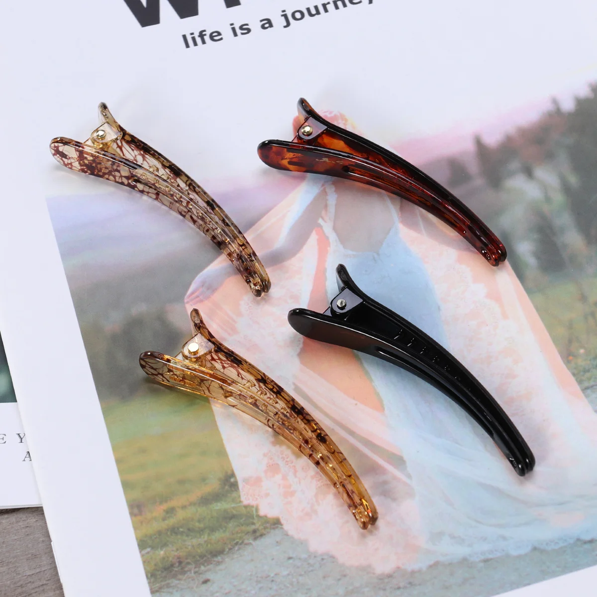 

4Pcs Duckbill Barrette Knots Hair Clips Girls Women Festive Events Decoration Mixed Color Hair Clips