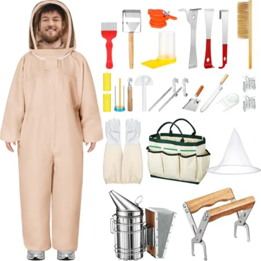 

30 Pcs Beekeeping Suppies Bee Hive Starter Kit Beekeeper Suppies Beekeeping Toos Equipment A with Beehive Kit Bee Suits Boxes U