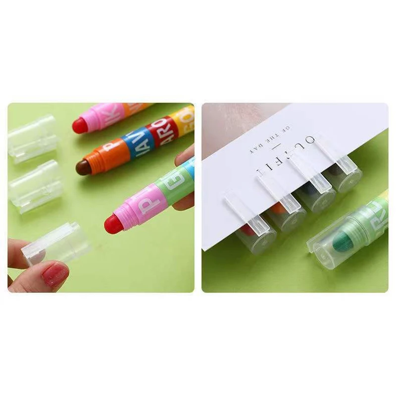 Kawaii Solid Highlighter Creative Multi-color Pen DIY Retro Graffiti Painting Pen 12color Splicing Key Line Marker Pen