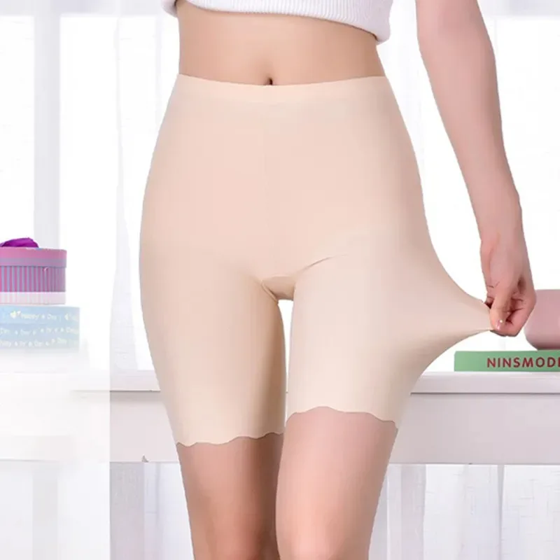 Plus Size Women Shorts Summer Seamless Ice Silk Boxer Shorts Female High Waist Elastic Safety Shorts Underwear Women Panties