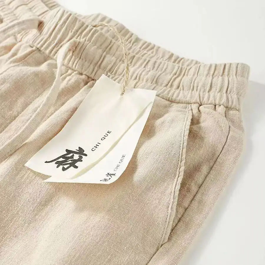 

Casual Linen Cotton Men's Pants Loose Straight Leg Thin Summer Long Trousers Breathable Comfortable Youth Faion Sle
