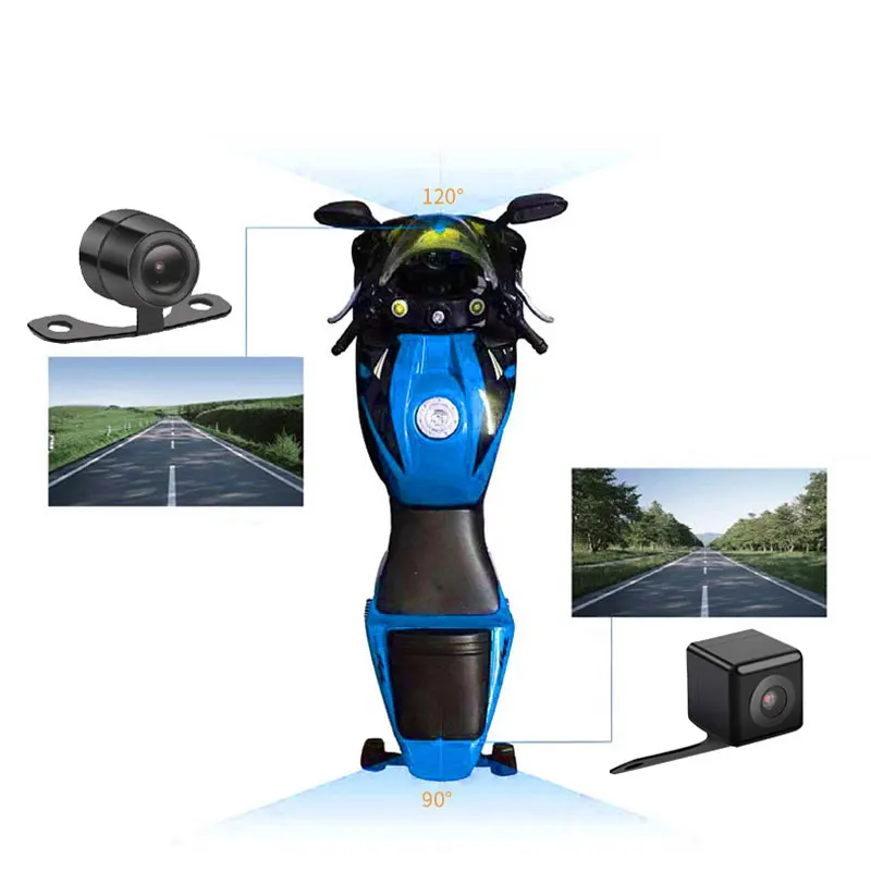 Motorcycle Dash Cam Camera Front And Rear 120° Wide Angle Dual Lens Dashcam Loop Recording G-Sensor 32GB Card Supports