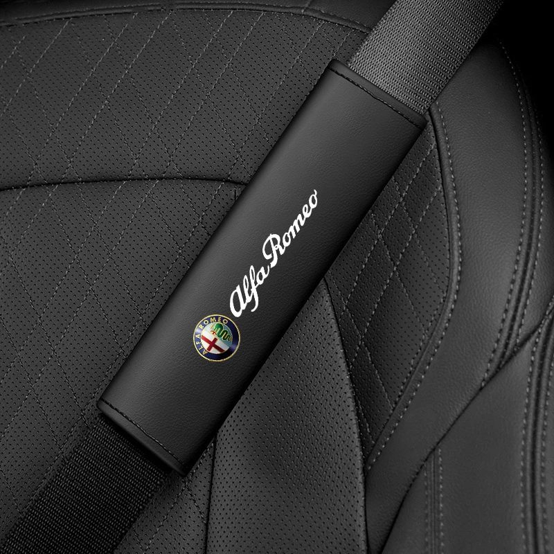 Fashion 2Pcs Car Seat Belt Cover Shoulder Pad Accessory For Alfa Romeo Giulia Stelvio Giulietta 156 159 147 Mito Tonale Brera Di