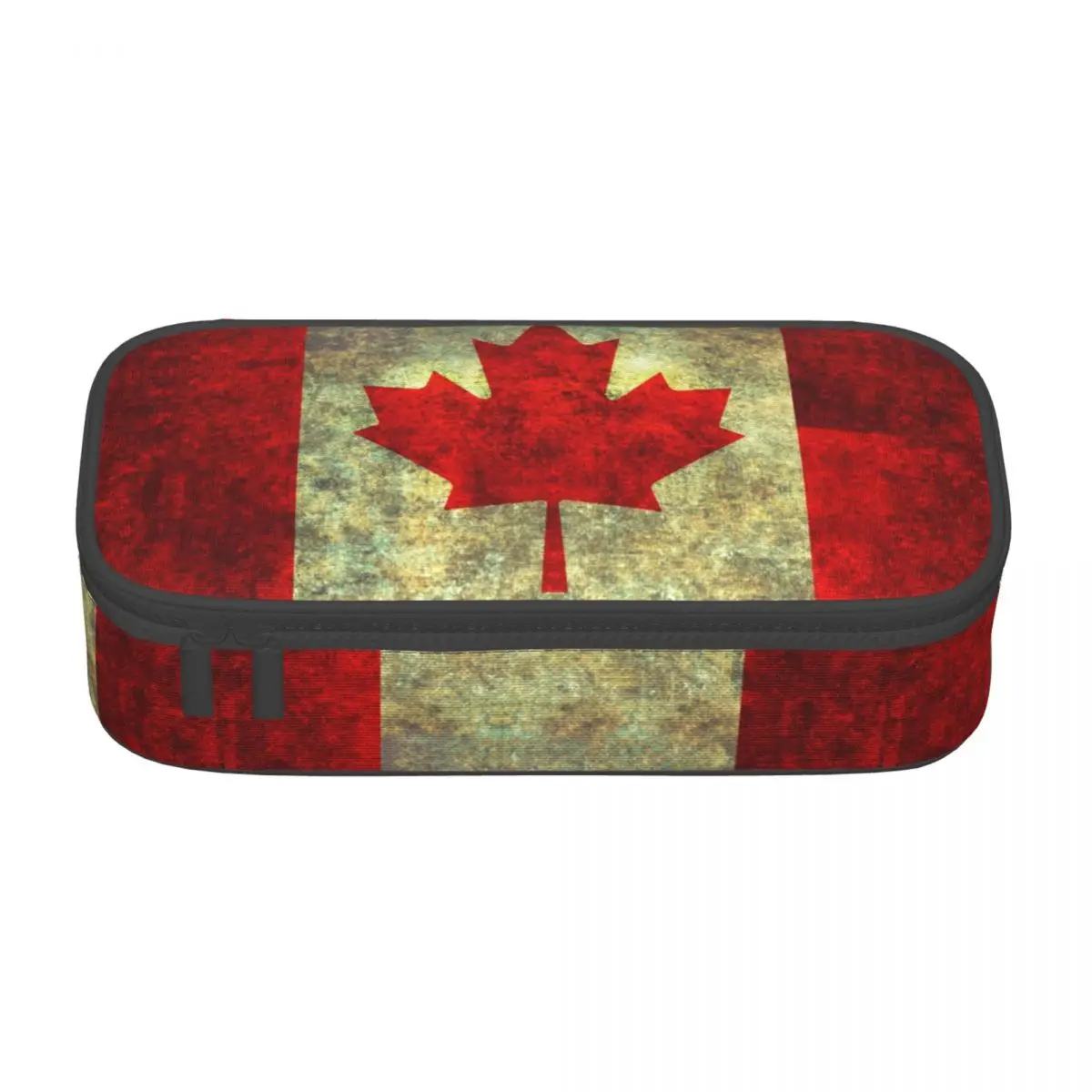 Customized Flag Of Canada Cute Pencil Cases Boy Girl Big Capacity Canadian Flag In Heavy Grunge Pencil Pouch Students Stationery