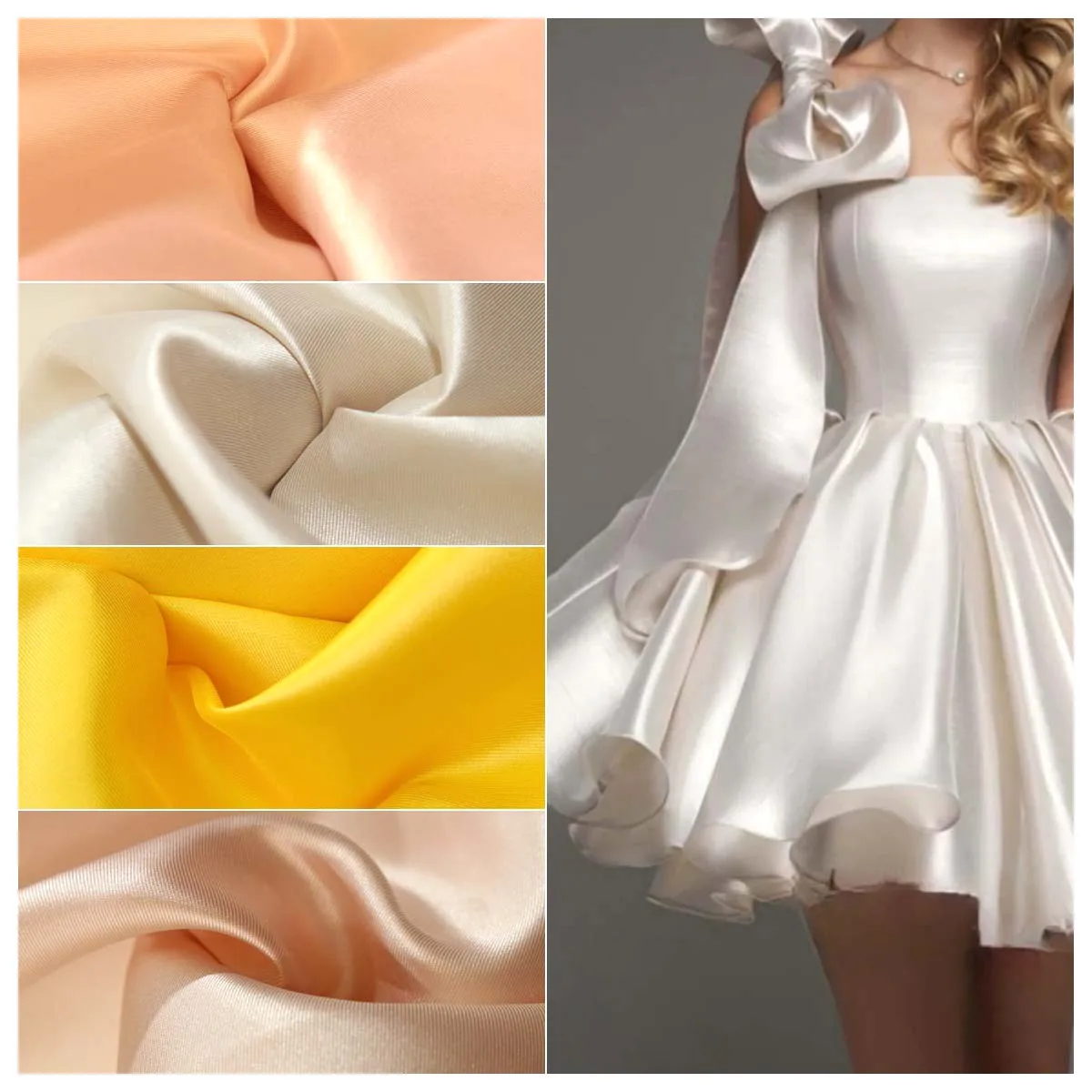 

Premium Mikado Satin Fabric Shiny Surface High Saturation Color Vibrant Texture Soft Drapey Material for Couture Evening Dress