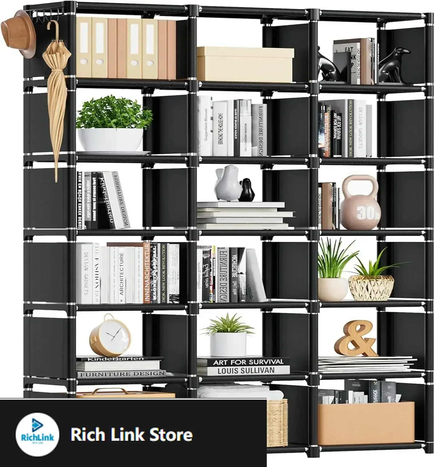 

Очень большая книжная полка на 18 кубов, органайзер для хранения кубов своими руками для спальни, гостиной, домашнего офиса - черный