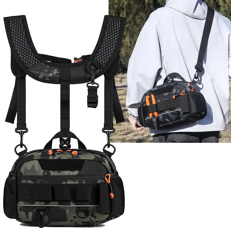 

Men Tactical Hiking Vest Backpack Fishing Detachable Chest Bag Molle Outdoor Camping Climbing Handbag Sports Hunting Funny Pack