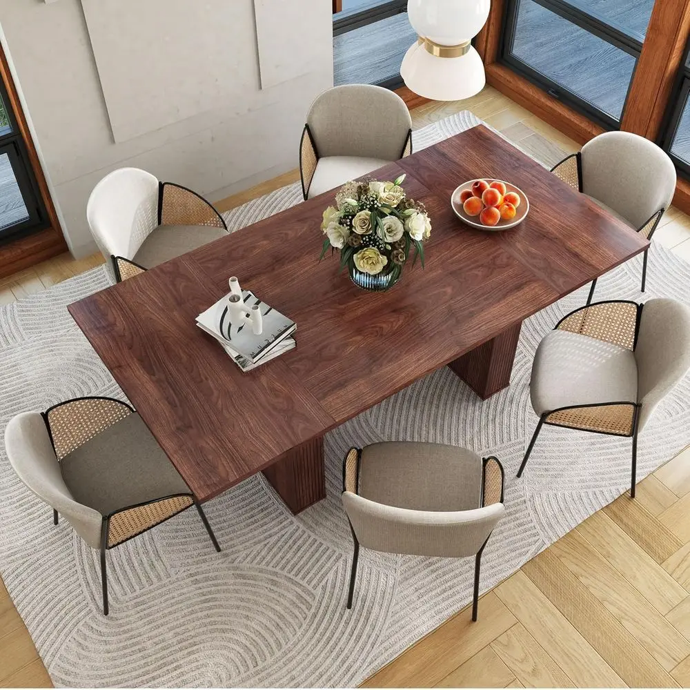 Walnut 78 Rectangular Dining Table for 6-10 Guests, Suitable for Kitchen and Living Room