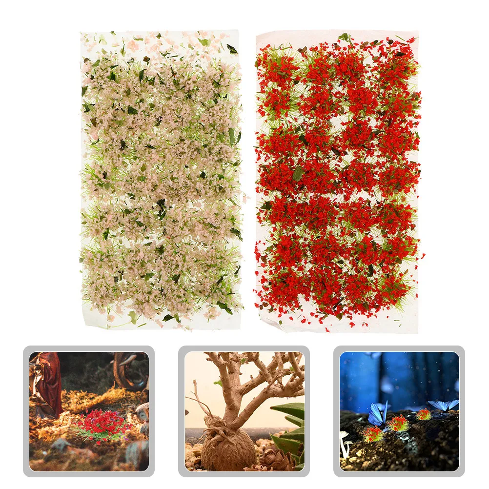 

2 коробки статичных травяных пучков из смолы, миниатюрные цветочные кластеры для микроландшафта, песочницы, железнодорожного макета, DIY декора для сада