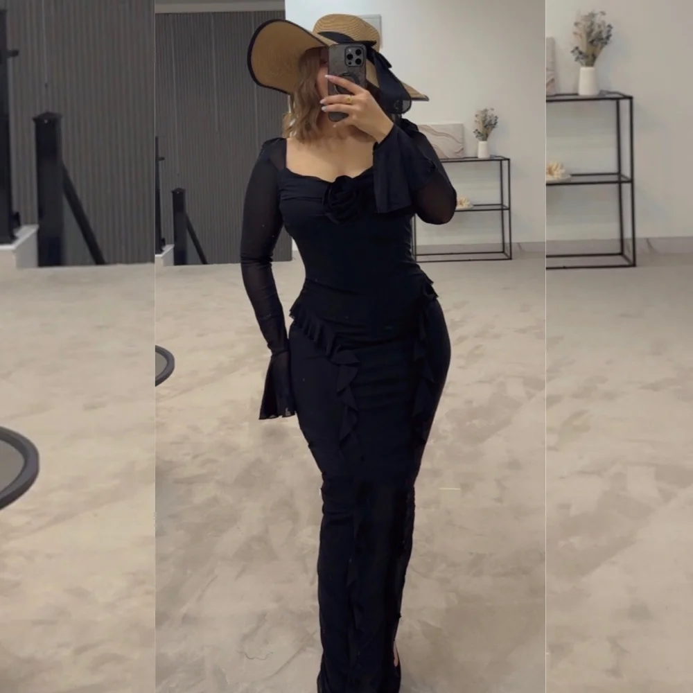 

Customized High Quality Jersey Flower Pleat Straight Off-the-shoulder Long Dresses Bespoke Occasion Intricate
