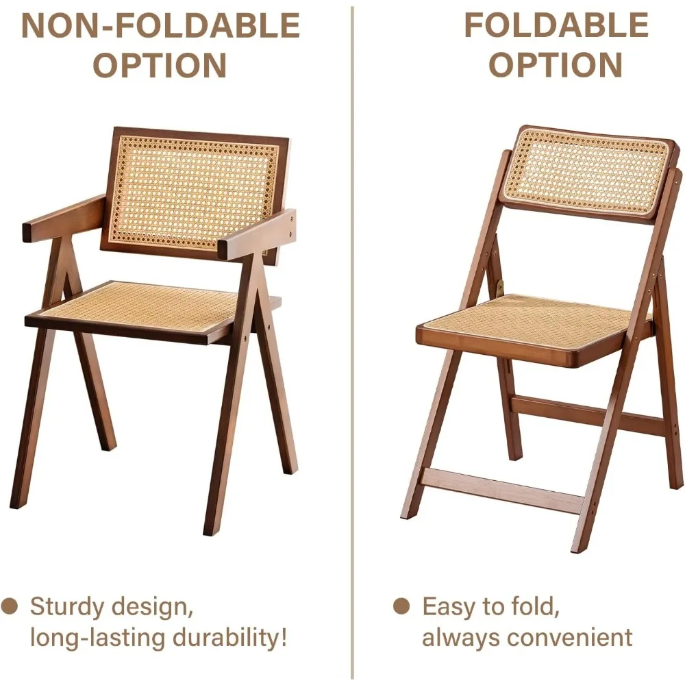 Krzesło składane z rattanu, nowoczesne krzesła do jadalni w stylu mid-century, zestaw 1 szt., wygodne krzesła bambusowe na zewnątrz do sypialni, salonu, pokoju do czytania
