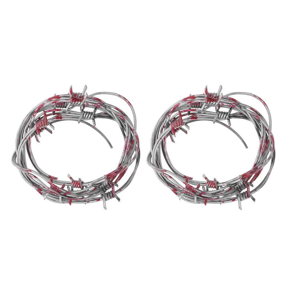 2Pcs Fake Barbed Wire Realistic Halloween Party Decoration Props Scary Haunted Decor Creepy Western Prison Theme
