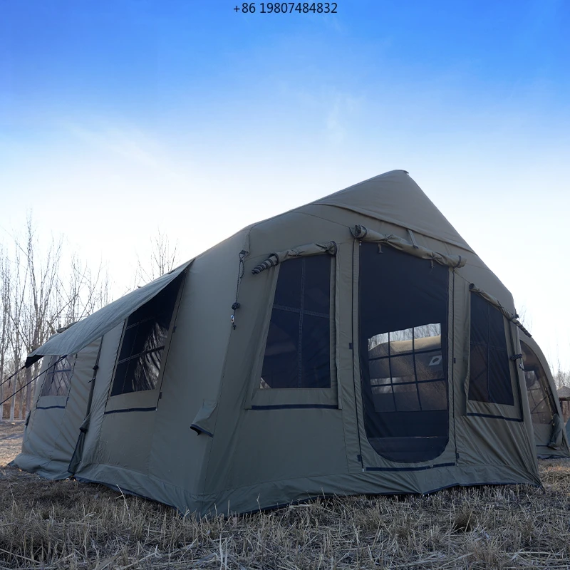 Outdoor16㎡ 2-Room Shelter for Snow/Wind Heavy-Duty 420D Oxford Tent with 16 Reinforced Ground Pegs
