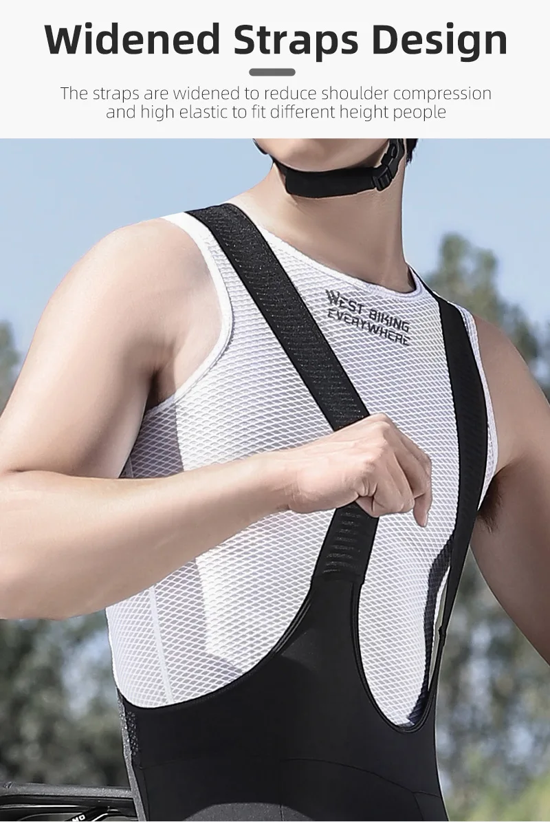 WEST BIKING Herren Radsport-Trägerhose mit 3D-Stoßdämpfendem Schwammpolster, atmungsaktivem Mesh, breiten Trägern, reflektierend, warm, thermisch. – Detail 8