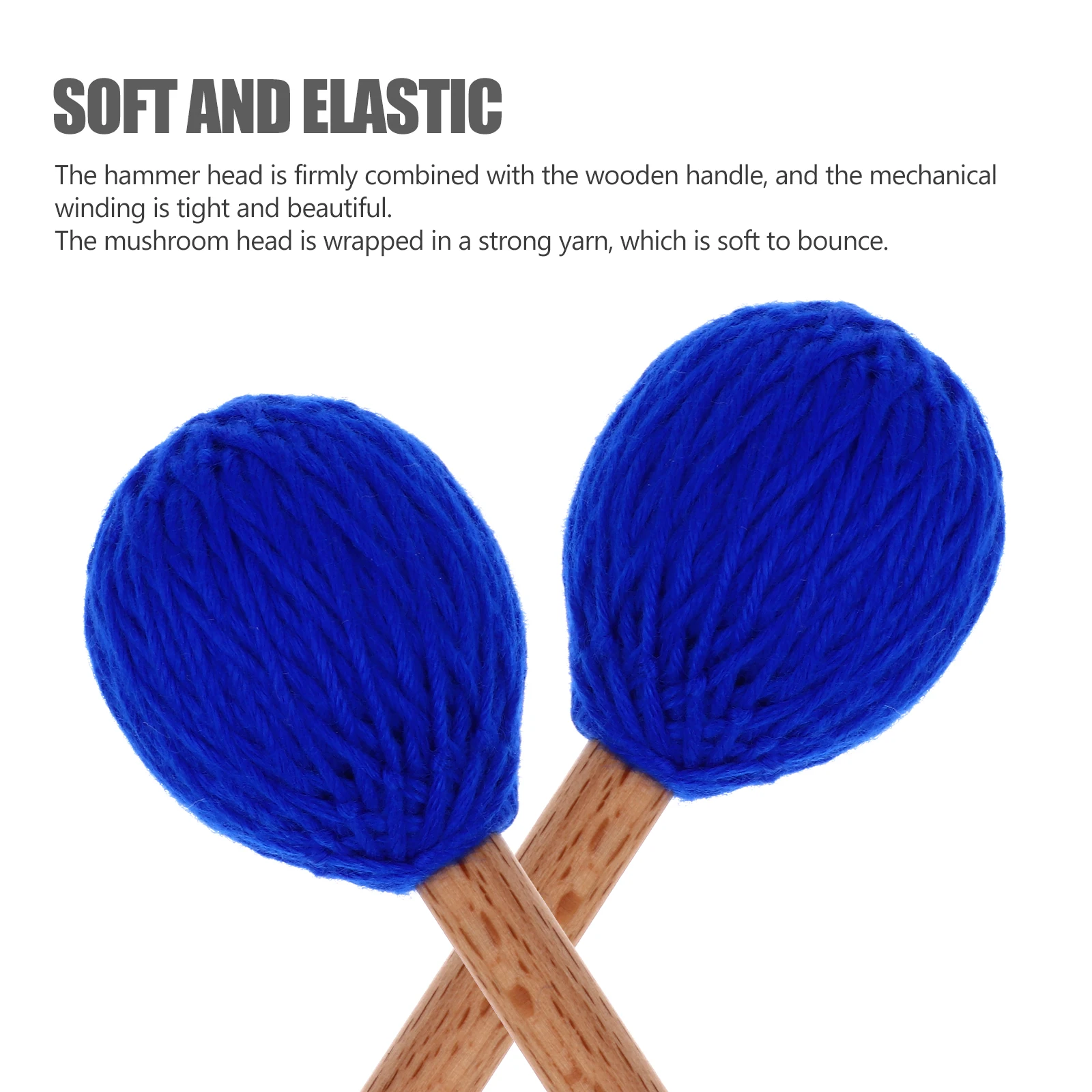 

1Pair Yarn Head Marimba Mallet Maple Handle Strong Knocking Shocking Sound Percussion Instrument Accessory Mallet Stick