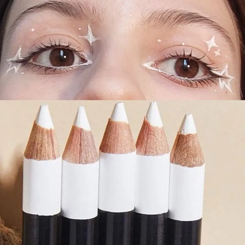 2pcs White Eyeliner Pencil Fast Drying Smooth Matte Waterproof Eyeliner Pen Long Lasting Eyelid Cosmetic Eyes Makeup Tools