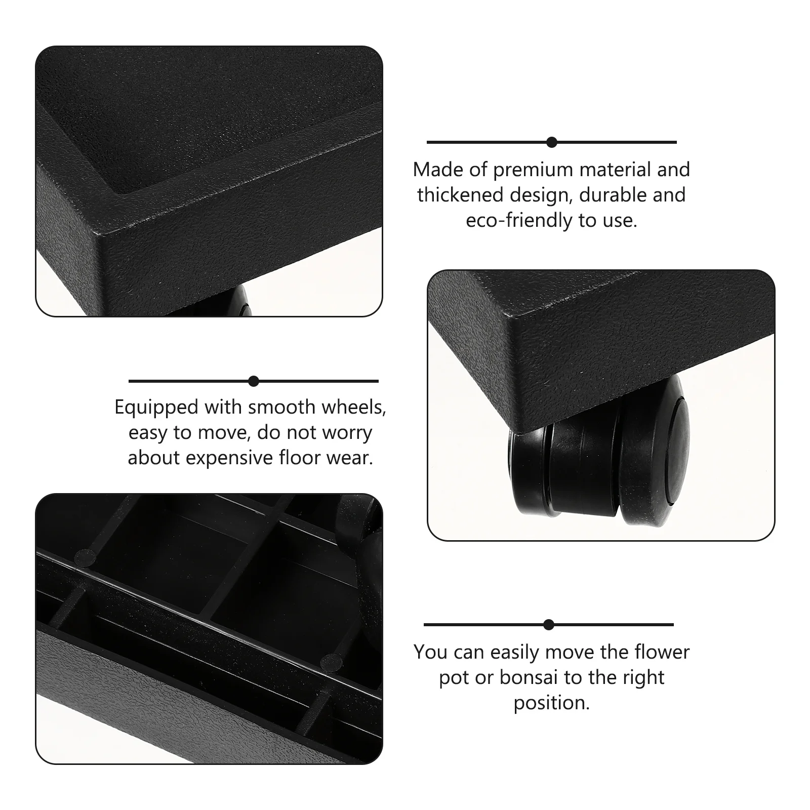 

1 шт. поднос для цветочного горшка, большой прочный пластиковый утолщенный подвижный подставка для цветочного горшка для сада, дома, балкона, тяжелые горшки для бонсай