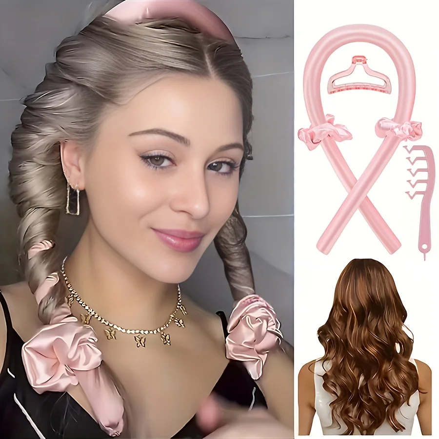 5-teiliges Frisur-Design-Set mit Locken-Stirnband, Locken-Stirnband für mehr Komfort bei Nacht, große Wellen, geeignet für langes Haar