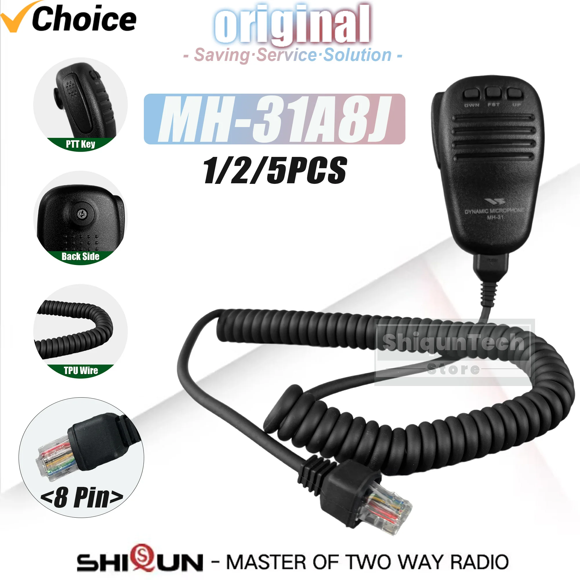 

MH-31A8J Car Portable Speaker Mic FT-891 Microphone 8Pin MH-31 Model For FT-901 FT-857D FT-897DM FT-900 FT-450 Ham Two Way Radio