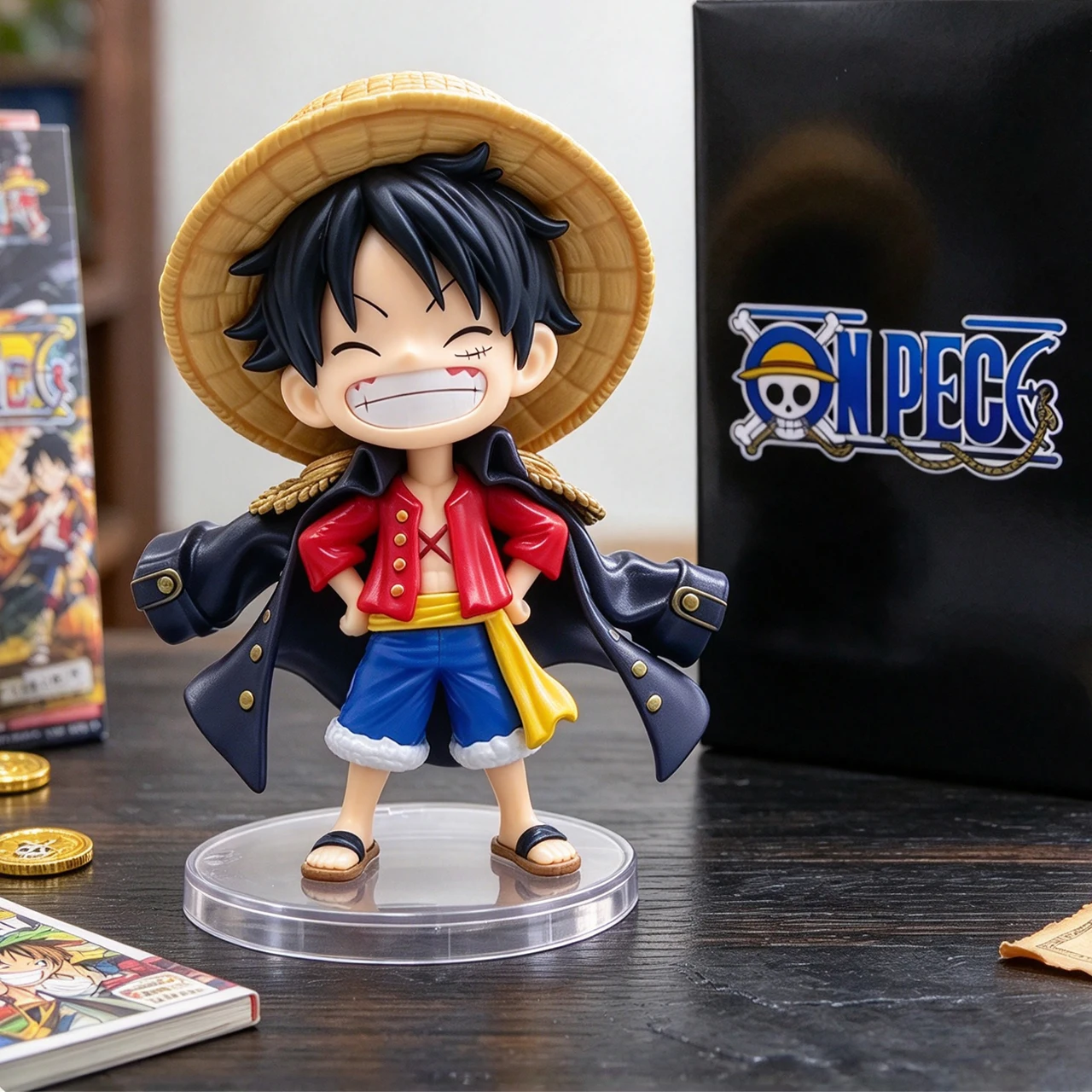 Hot Selling 12/28cm One Piece Anime Figure, Smiling Luffy Action Figure with Cloak, PVC Model Collectible Toy