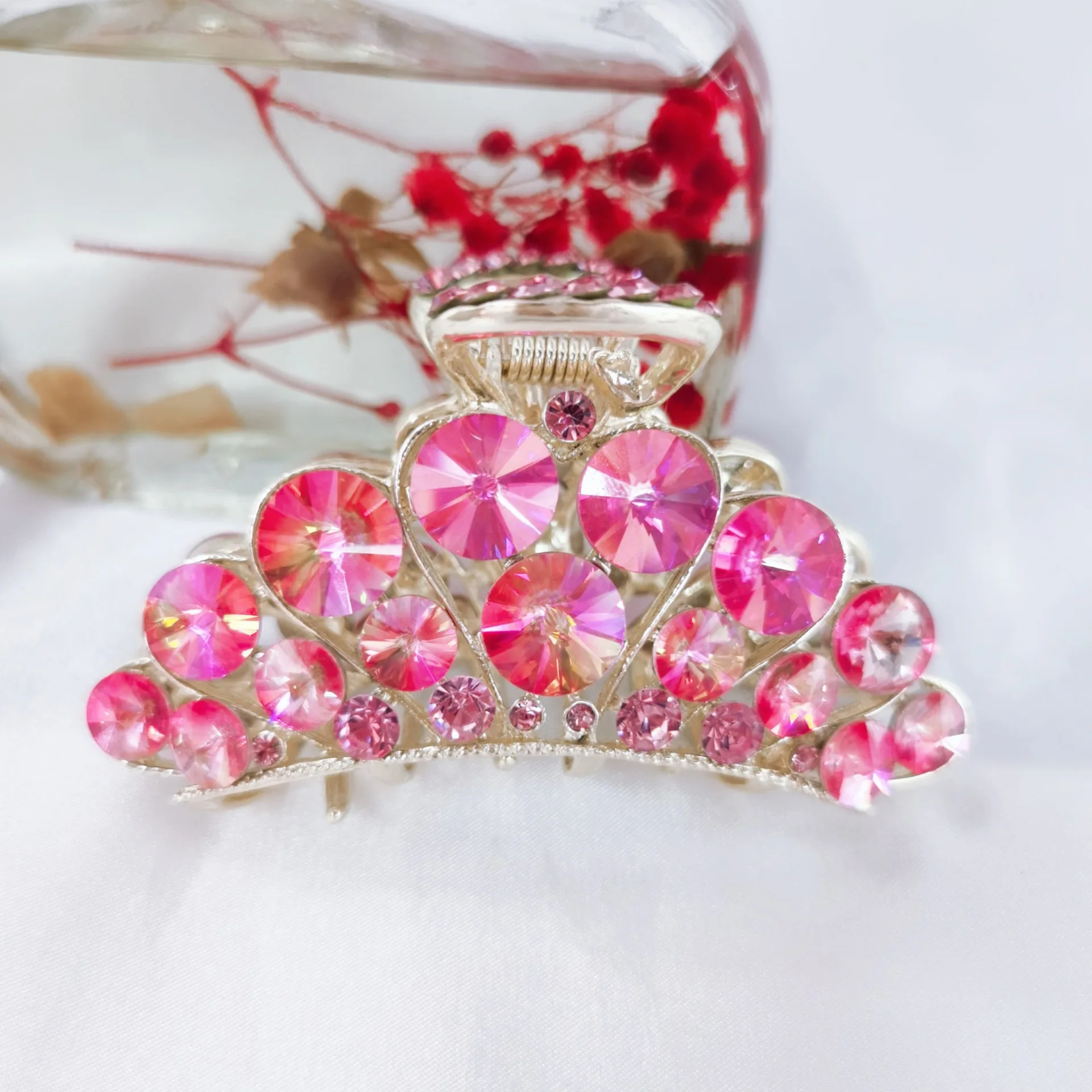 

Crystal alloy catch symmetric manually set auger temperament fashion hairpin headdress