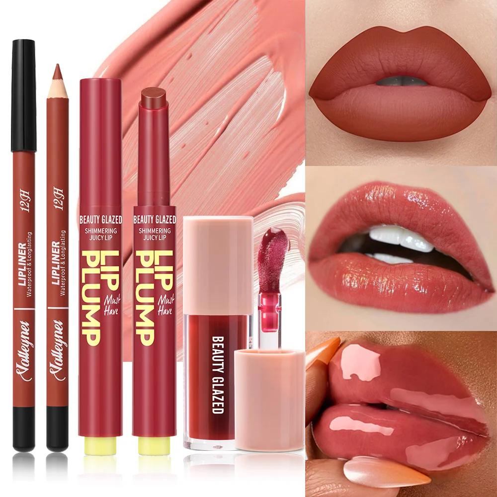 3 pezzi/set set trucco labbra lipliner olio per labbra rossetto idratante, rossetto impermeabile a lunga durata combinato labbra a lunga durata