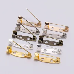 50pcs/lot 15 20 25 30 35 40mm Metal Safety Pins Brooch Settings Blank Bases Brooch Clip Base Pins For DIY Jewelry Making
