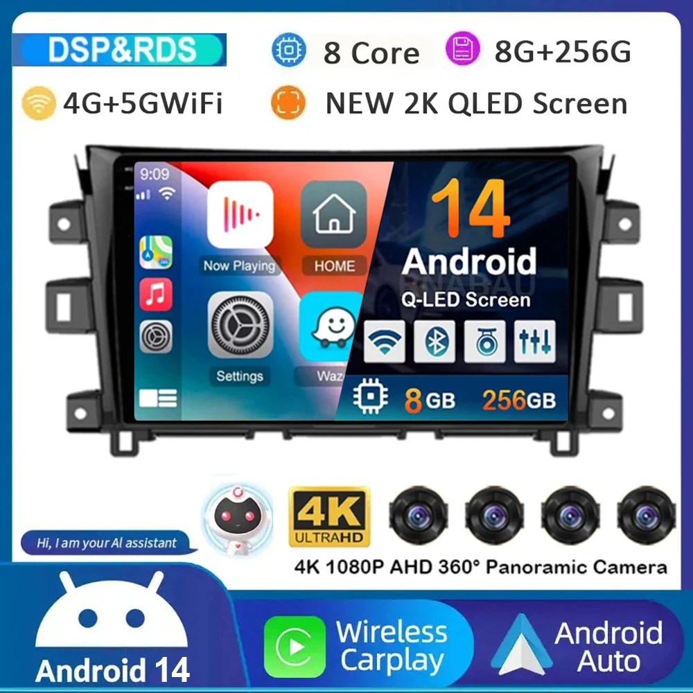 

Android 14 Carplay Auto 360 Camera For Nissan NAVARA Frontier NP300 2011 - 2018 Multimedia Video Player GPS Car Radio DSP Stereo