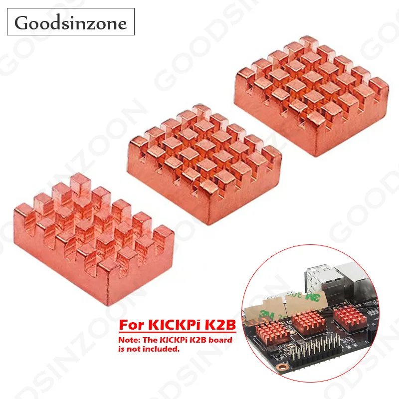 Kit de dissipadores de calor KICKPi K2B 3 peças/lote, dissipador de calor KICKPi K2B 100% dissipador de calor de cobre com fitas térmicas