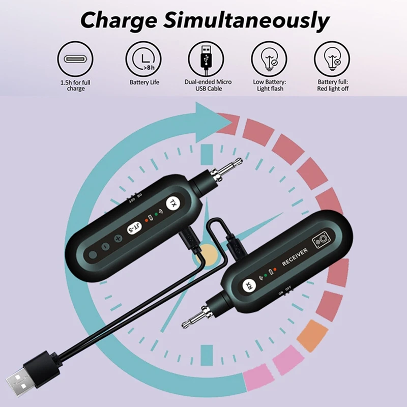 Émetteur-récepteur de guitare électrique A89E-un à deux, Instrument à vent, système Audio sans fil 2.4G, Plug And Play réglable