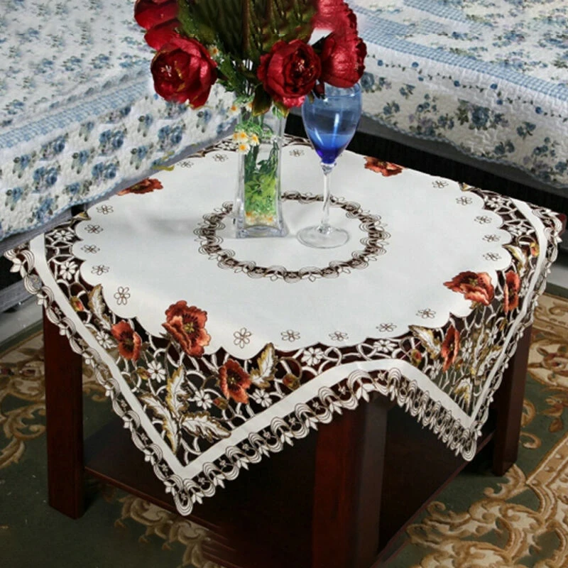 Convenient Useful Tablecloth Party Cover Decoration Floral Home Vintage for washable Dining Embroidered Satin Convenient
