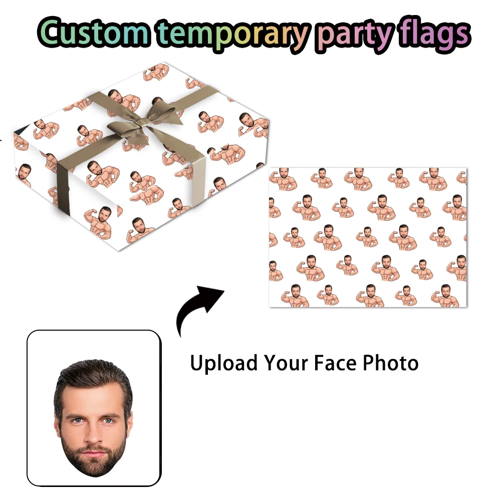 ورق تغليف هدايا لصور الوجه لحفلات أعياد الميلاد وحفلات البكالوريوس وحفلات أعياد الميلاد وحفلات التبريد ورق تغليف الهدايا