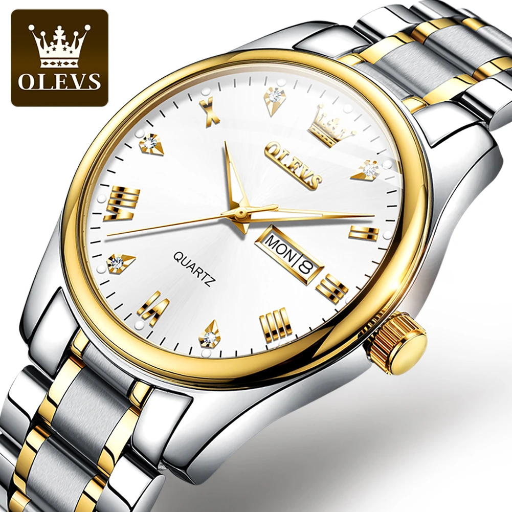 

OLEVS 5563 Quartz Business Watch Stainless Steel Watchband Round-dial Week Display Calendar Luminous