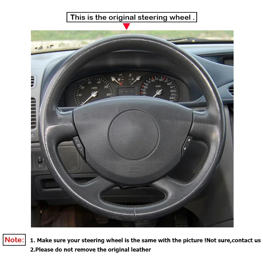 Black Faux Leather Car Steering Wheel Cover for Renault Laguna 2 Vel Satis Espace Trafic 2 2001-2014 Nissan Primastar 2009-2015