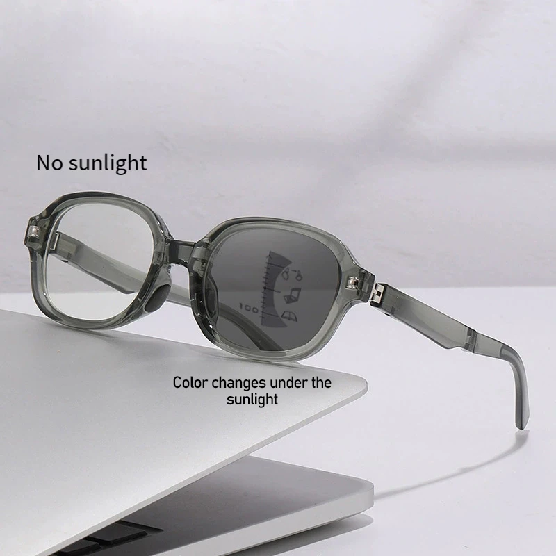 

Foldable Presbyopia Glasses Photochromic Portable Multifocal Eyeglass Fashion Oval Color Changing Reading Glasses for Men Women