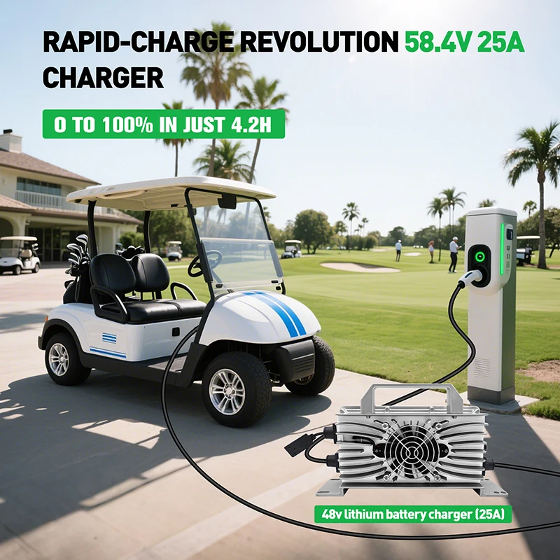 48V 105Ah Golf Cart LiFePO4 Lithium Battery w/ 48V 25A Charger for EZGO RXV TXT Support Bluetooth Range up to 50 Miles