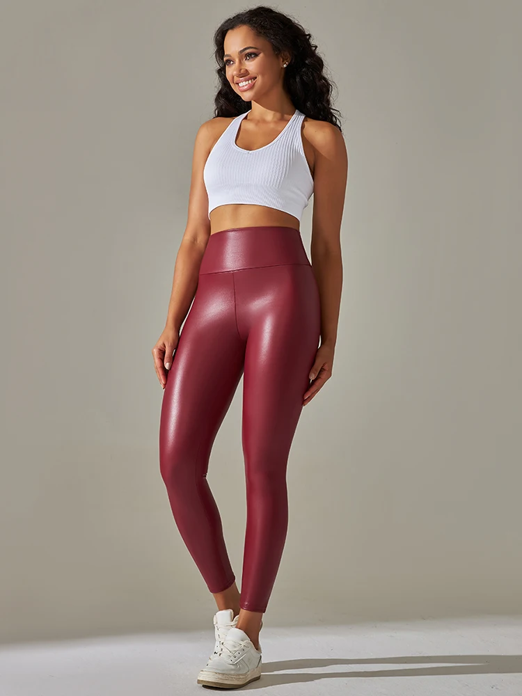 New Women PU Leather Pants Multicolor High Waist Leather Leggings Plus Size Elastic Slim Skinny Sexy Leather Pants Trousers